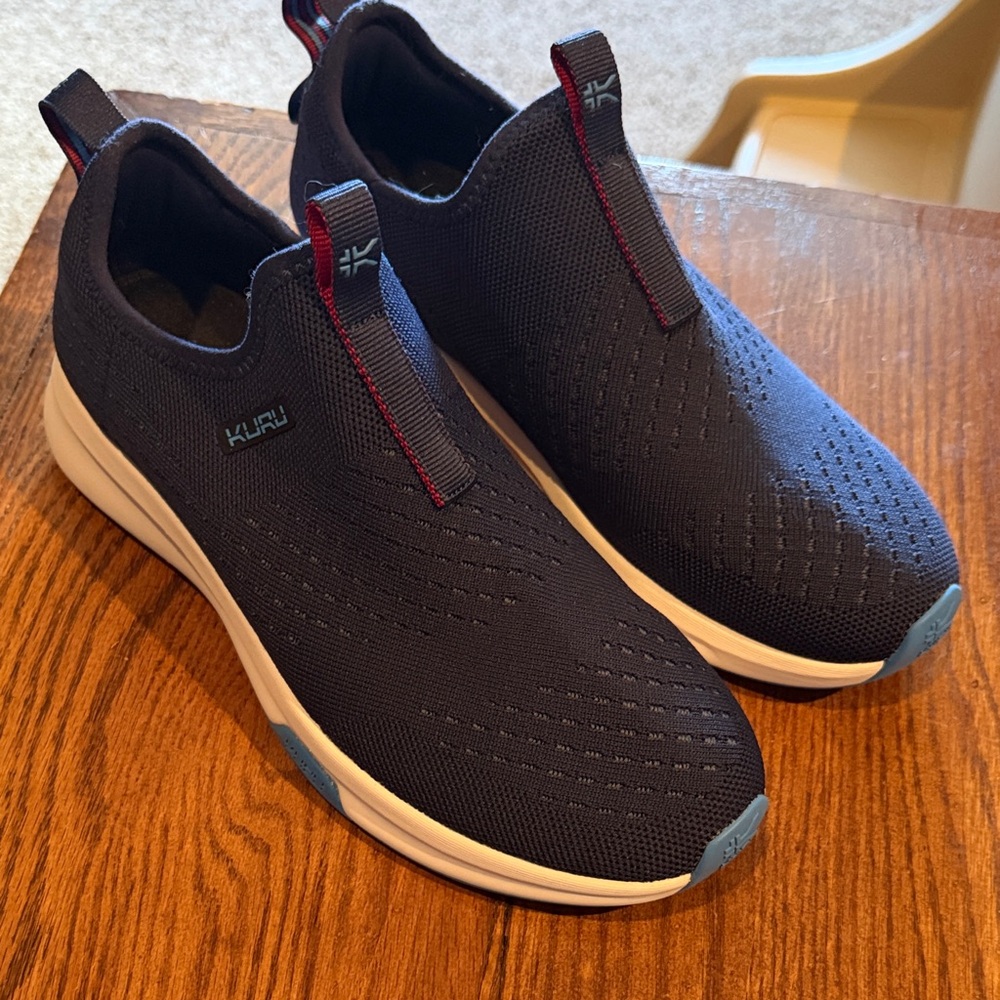 KURU Women’s Navy Slip-On Knit Sneakers with Light Blue Accents